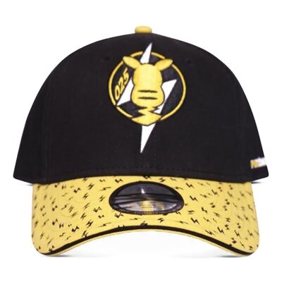 POKEMON Pika #025 Badge Gorra de béisbol ajustable, unisex, negro/amarillo (BA684384POK)