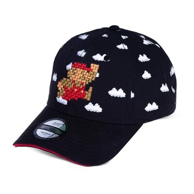 NINTENDO Super Mario Bros. 8-Bit Clouds Snapback Baseball Cap, Black/Red (BA761746NTN)