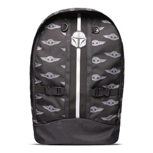 STAR WARS The Mandalorian Helmet Logo with All-over Print Children's Backpack, Black (BP406873STW)