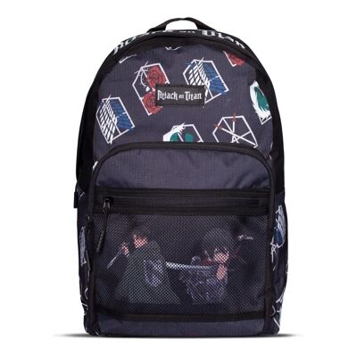 ATTACK ON TITAN Iconic Crests All-over Print Backpack, Black (BP563181ATT)