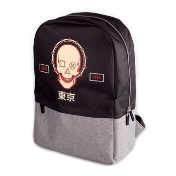 Sony Playstation Biker Skull avec sac à dos imprimé Puff, unisexe, noir/gris (BP717723SNY) 2