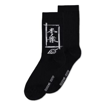 NARUTO SHIPPUDEN Sasuke Symbol Crew Chaussettes (3PK), Homme, 39/42, Noir/Blanc (CR206027NRT-39/42) 2