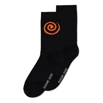 NARUTO SHIPPUDEN Sasuke Symbol Crew Chaussettes (3PK), Homme, 43/46, Noir/Blanc (CR206027NRT-43/46) 4