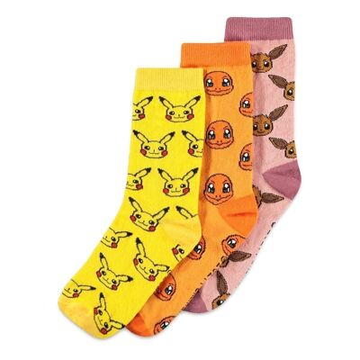 POKEMON Iconic Character Crew Socken, 3er-Pack, Unisex, 43/46, Mehrfarbig (CR850202POK-43/46)