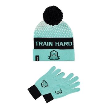 POKEMON Bulbizarre Train Bonnet rigide et gants tricotés Coffret cadeau Turquoise/noir (GS360701POK) 1