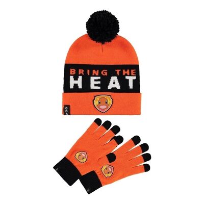 Pokémon Glurak Bring the Heat Beanie & Strickhandschuhe Geschenkset, Orange/Schwarz (GS727581POK)