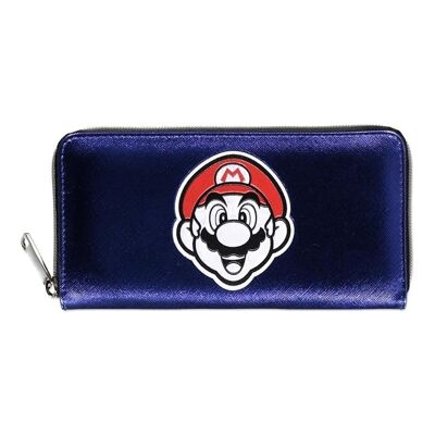 NINTENDO Super Mario Bros. Mario Face Summer Olympics All-over Print Zip Around Wallet, Mujer, Púrpura (GW040124NTN)