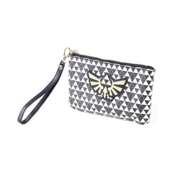 NINTENDO Legend of Zelda Hyrule Royal Crest avec porte-monnaie zippé à motif intégral, femme, noir/blanc (GW076221ZEL) 1