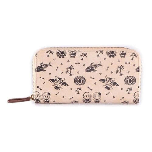 NINTENDO Legend of Zelda Link's Awakening All-over Print Zip-Around Wallet Purse, Female, Tan/Brown (GW166112ZEL)