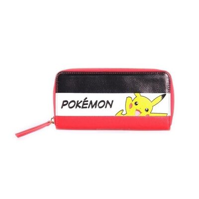 Pokémon Pikachu Gestreifte dreifarbige Geldbörse mit Rundum-Reißverschluss, Damen, Mehrfarbig (GW364361POK)