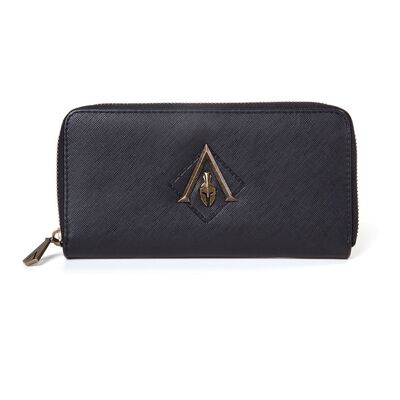 ASSASSIN'S CREED Odyssey Metal Logo Badge Premium Wallet Purse with All-round Zip, Female, Black (GW637424ACO)