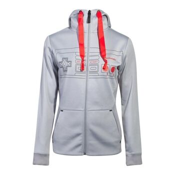 NINTENDO NES Controller Front Outline Zipper Full Length Hoodie, Femme, Grand, Gris (HD008013NTN-L) 2