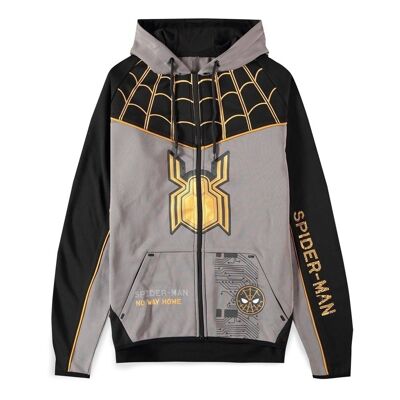 MARVEL COMICS Spider-man: No Way Home Gold Logo Web Felpa con cappuccio tecnica premium, uomo, grande, multicolore (HD165135SPN-L)