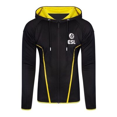 ESL Logo TEQ Sudadera con cremallera de cuerpo entero, Hombre, Pequeño, Negro/Amarillo (HD406622ESL-S)