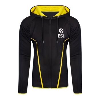 Sweat à capuche zippé sur toute la longueur avec logo ESL TEQ, homme, petit, noir/jaune (HD406622ESL-S) 1