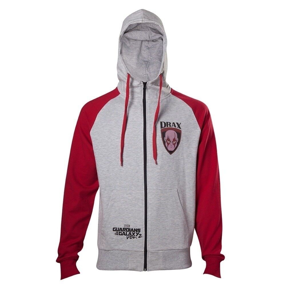 MARVEL COMICS Gardiens de la Galaxie Vol. 2 Drax Sweat à capuche zippé sur toute la longueur, homme, moyen, gris/rouge (HD571042GOG-M)