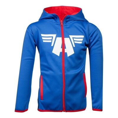 Marvel Comics Captain America Logo Teq Kapuzenpullover mit durchgehendem Reißverschluss, Kinder, Unisex, 122/128, Blau/Rot (HD783141AVG-122/128)