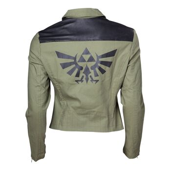 NINTENDO Legend of Zelda Royal Crest Logo Biker Jacket, Femme, Moyen, Vert/Noir (JK240301ZEL-M) 2