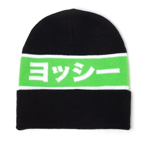 NINTENDO Super Mario Bros. Yoshi Japanese Outline Cuffless Beanie, Unisex, Black/Green (KC308361NTN)