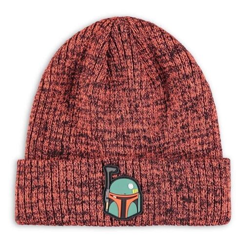 STAR WARS The Mandalorian Boba Fett Helmet Badge Turn up Beanie, Child, 5 to 6 Years, Multi-colour (KC512844STW)