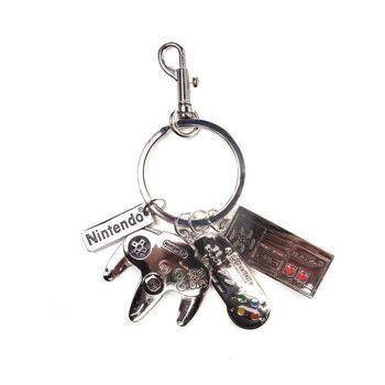 NINTENDO Controllers & Logo Porte-clés en métal, argent (KE020314NTN) 3