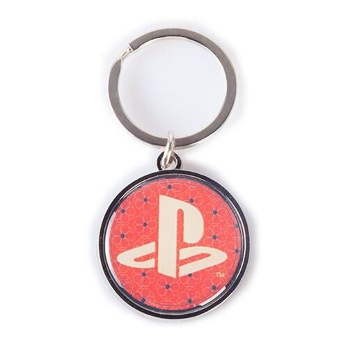 SONY Playstation Biker Logo Metal Keychain, Unisex, Red/Black (KE330552SNY)