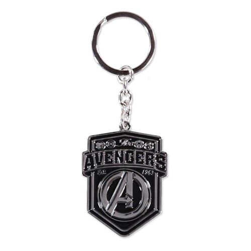 MARVEL COMICS Avengers Debossed Logo Metal Keychain, Silver/Black (KE552105AVG)