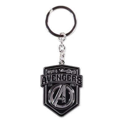 MARVEL COMICS Avengers Debossed Logo Llavero de metal, plateado/negro (KE552105AVG)