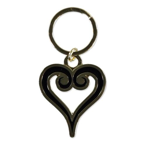 KINGDOM HEARTS 3.0 Heart Symbol Logo Metal Keychain, Black/Gold (KE578744DSN)