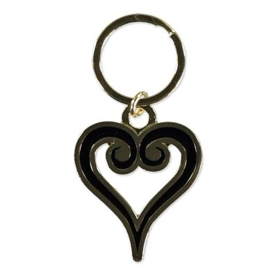 KINGDOM HEARTS 3.0 Heart Symbol Logo Metal Keychain, Black/Gold (KE578744DSN)