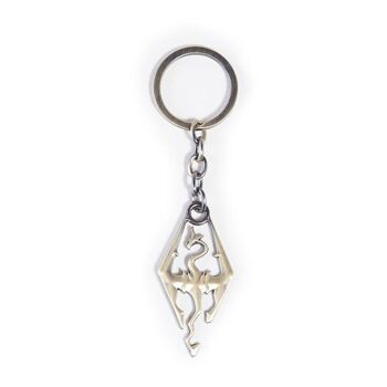 THE ELDER SCROLLS Porte-clés en métal avec logo dragon, unisexe, argent (KE783430TES) 1