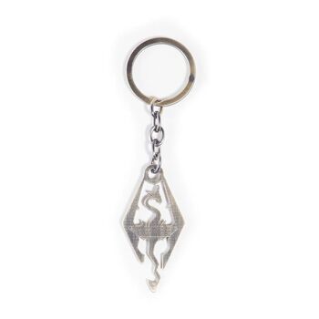 THE ELDER SCROLLS Porte-clés en métal avec logo dragon, unisexe, argent (KE783430TES) 2