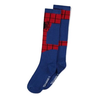MARVEL COMICS Spider-man Web Logo Lot de 1 chaussettes hautes pour femme 39/42 Bleu/rouge (KH034027SPN-39/42)