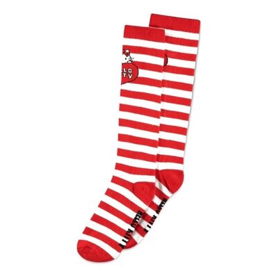 HELLO KITTY All-over Striped Logo Knee High Sock, 1 Pack, Femme, 39/42, Rouge/Blanc (KH401484HKT-39/42)