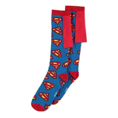 DC COMICS Superman All-over Logos with Cape Knee High Sock, 1 paquete, hembra, 39/42, multicolor (KH431723SPM-39/42)