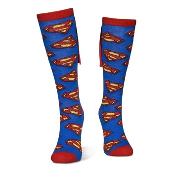 DC COMICS Superman All-over Logos avec Cape Knee High Sock, 1 Pack, Femme, 39/42, Multicolore (KH431723SPM-39/42) 2