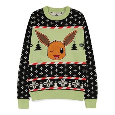 POKEMON Eevee Suéter de Navidad de Punto, Masculino, Extra Grande, Multicolor (KW227234POK-XL)
