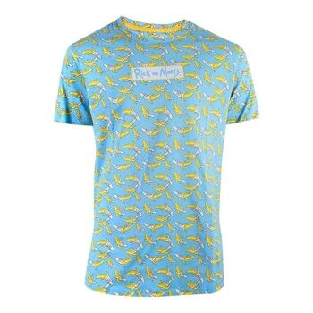 RICK AND MORTY T-shirt à imprimé banane sur toute la surface, homme, très grand, bleu (LS658687RMT-XL) 1