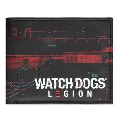 WATCH DOGS Legion Glitch Logo Print Bi-fold Wallet, Masculino, Multicolor (MW006746WTD)