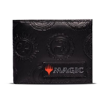 HASBRO Magic: The Gathering Logo con símbolos en relieve Bi-fold Wallet, Masculino, Negro (MW074865HSB)