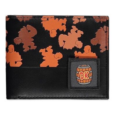 NINTENDO Donkey Kong Color Silhouette All-Over Print Bi-fold Wallet, Masculino, Negro (MW254162NTN)