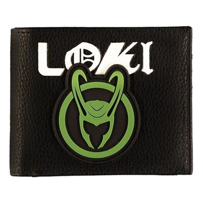 MARVEL COMICS Portafoglio bi-fold con logo Loki, uomo, nero (MW531018LOK)