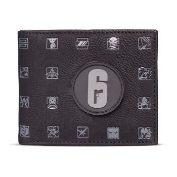 Écusson avec logo TOM CLANCY'S RAINBOW SIX Siege avec logos de l'opérateur, portefeuille à deux volets à impression intégrale, homme, noir (MW5418556IX) 1