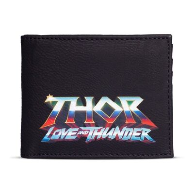 MARVEL COMICS Thor: Love and Thunder Logo Bi-fold Wallet, Hombre, Negro (MW554084THR)
