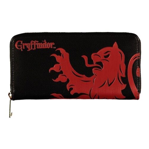 HARRY POTTER Wizards Unite Gryffindor Logo & Symbol Zip Around Wallet, Female, Black (MW608833HPT)