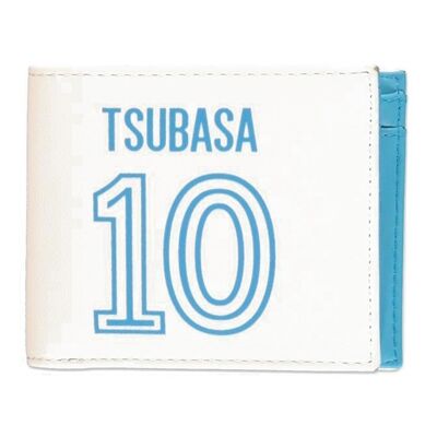 CAPTAIN TSUBASA Tsubasa 10 Logo Bi-fold Wallet, Hombre, Blanco/Azul (MW846864CTS)