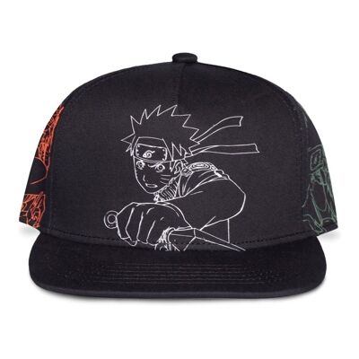 NARUTO SHIPPUDEN Characters Line Art Snapback Gorra de béisbol, Negro (NH588486NRT)