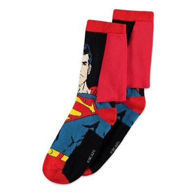DC Comics Superman Man of Steel with Cape Novelty Socks, 1 Pack, Unisex, 39/42, Mehrfarbig (NS050840SPM-39/42)