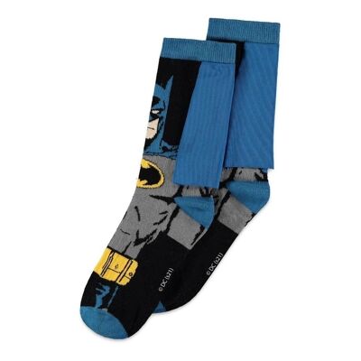 DC COMICS Batman Dark Knight avec Cape Nouveauté Chaussettes, 1 paquet, Unisexe, 39/42, Multicolore (NS427660BTM-39/42)