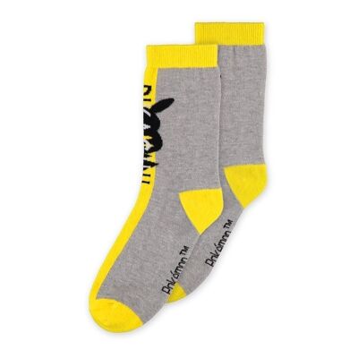 POKEMON Pikachu Calcetines de novedad, Unsex, 35/38, Amarillo/Gris (NS577754POK-35/38)